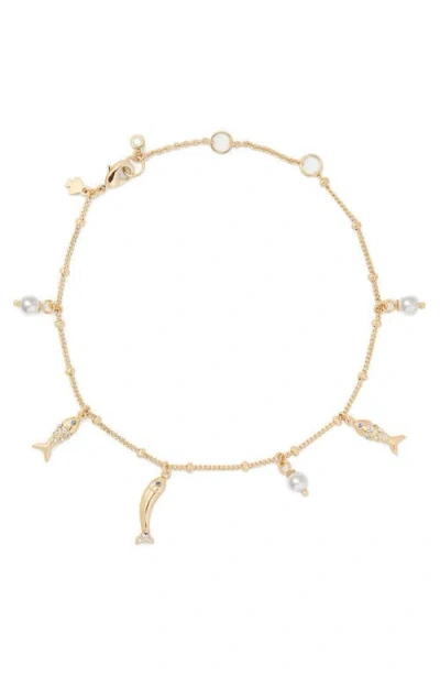 Kate Spade New York Summer Daze Fish Charm Anklet In Gold