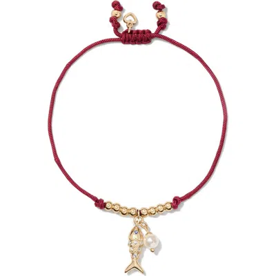 Kate Spade Gold-tone Summer Daze Fish Cord Bracelet In Multi