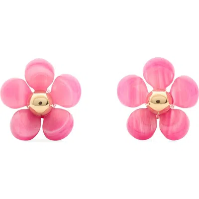 Kate Spade Gold-tone Summer Daze Flower Stud Earrings In Pink