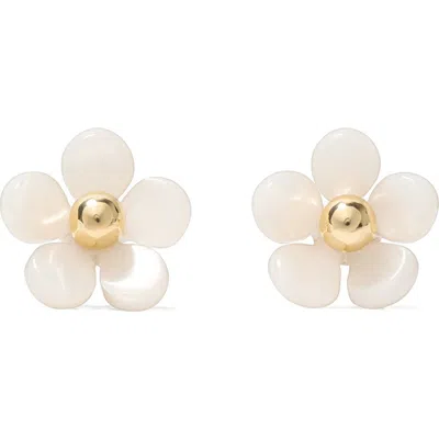 Kate Spade Gold-tone Summer Daze Flower Stud Earrings In White