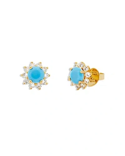 Kate Spade New York Sunny Blue Stone & Cubic Zirconia Halo Stud Earrings In Blue/gold