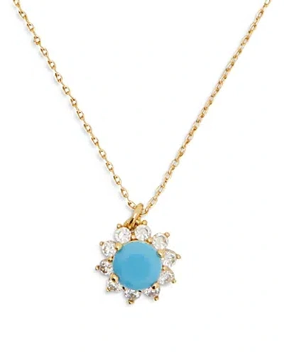 Kate Spade New York Sunny Cubic Zirconia & Blue Stone Halo Pendant Necklace, 16-19 In Blue/gold