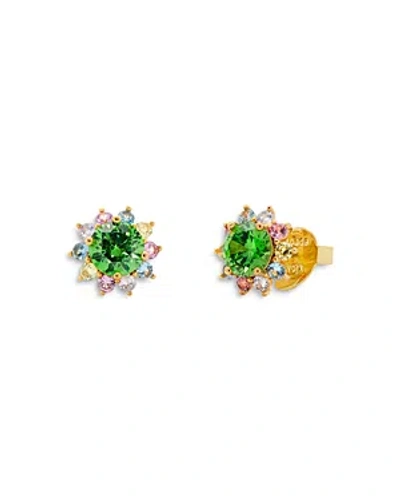 Kate Spade New York Sunny Cubic Zirconia Halo Stud Earrings In Green/multi