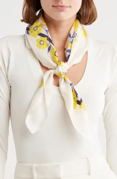 Kate Spade New York Sunshine Floral Silk Square Scarf In Yellow