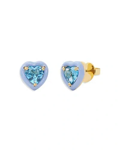 Kate Spade Women's Goldtone, Cubic Zirconia & Enamel Heart Stud Earrings In Blue/gold