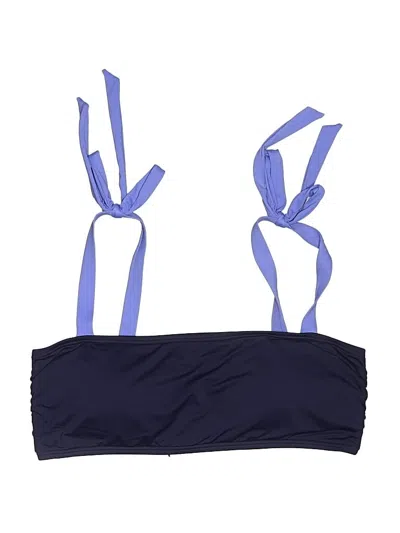 Pre-owned Kate Spade New York Swimsuit Top Blue Solid Pattern Swimwear
