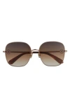 Kate Spade New York Talya 59mm Square Sunglasses In Rose Gold/grey Brown Fuschia