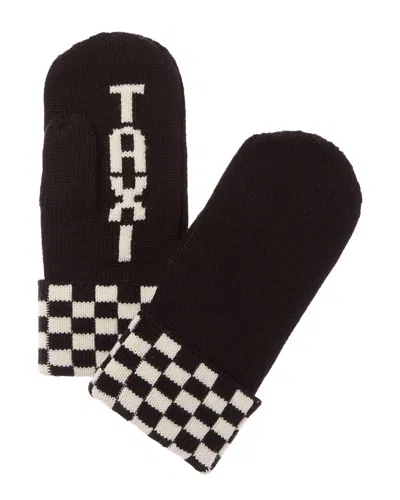Kate Spade New York Taxi Checkboard Wool-blend Mittens In Gray