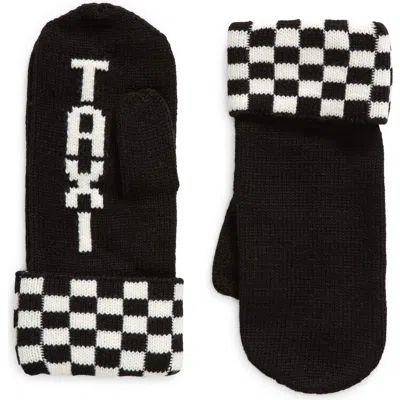 KATE SPADE KATE SPADE NEW YORK TAXI CHECKERBOARD GRAPHIC MITTENS