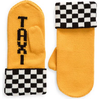 KATE SPADE KATE SPADE NEW YORK TAXI CHECKERBOARD GRAPHIC MITTENS