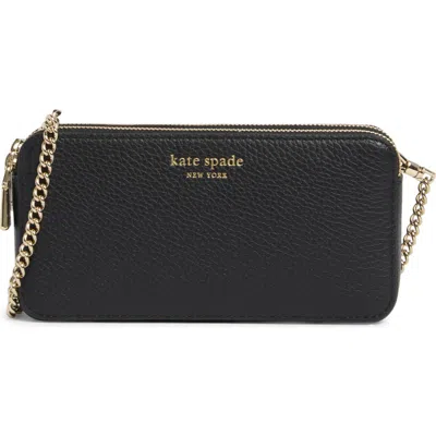 Kate Spade New York Taylor Pebbled Leather Double Zip Crossbody Bag In Black