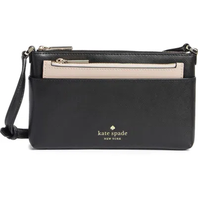 Kate Spade New York Textured Leather Crossbody Bag With Removable Pouch In Black