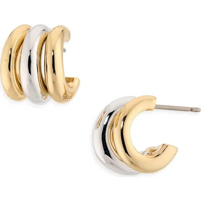 Kate Spade New York Tiny Twinkles Two Tone Trio Huggie Hoop Earrings In Purple