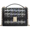Kate Spade New York Tribeca Plaid Tweed Convertible Chain Shoulder Bag In Black Multi.