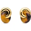 Kate Spade New York Interlock Tortoiseshell Look Stud Earrings In Brown