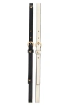 Kate Spade New York Two For One Spade Rivet Belts In Black/gold Parchment/gold