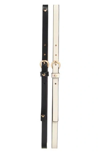 Kate Spade New York Two For One Spade Rivet Belts In Black/gold Parchment/gold