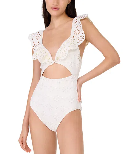 Kate Spade New York V Wire Ruffle One Piece Swimsuit In Cream
