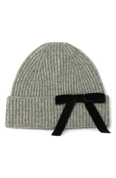 Kate Spade New York Velvet Bow Rib Beanie In Green