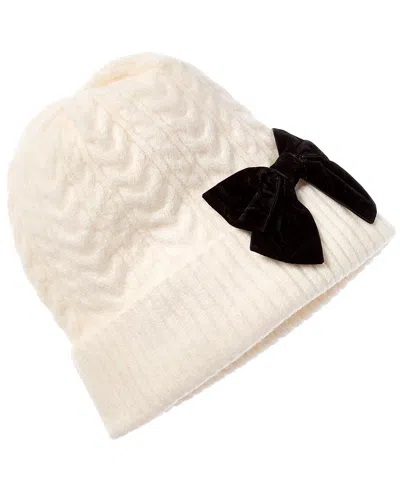 Kate Spade New York Velvet Cable Bow Alpaca & Wool-blend Beanie In Neutral