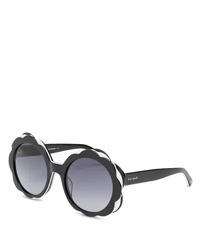 Kate Spade New York Vivi Round Sunglasses, 54mm In Black White