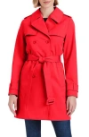 Kate Spade Women S Short Single-breasted Pleated Back Trench Coat In Classic Red