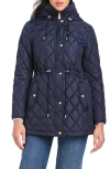 Kate Spade New York Water Resistant Hooded Quilted Jacket In Blue