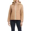Kate Spade New York Water Resistant Hooded Quilted Jacket In Camel