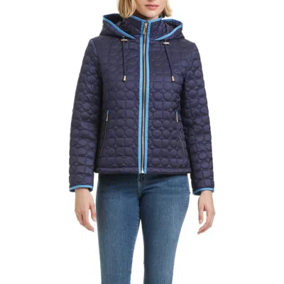 Kate Spade New York Water Resistant Hooded Quilted Jacket In Midnight Navy
