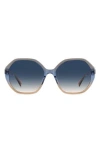Kate Spade New York Waverly 57mm Gradient Round Sunglasses In Blue/blue Grad Pink