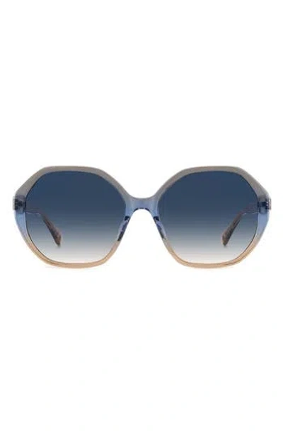 Kate Spade New York Waverly 57mm Gradient Round Sunglasses In Blue/blue Grad Pink