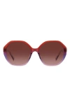 Kate Spade New York Waverly 57mm Gradient Round Sunglasses In Red/burgundy Shaded