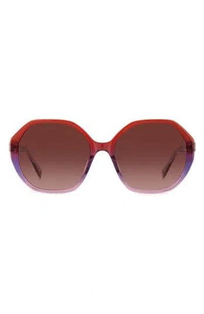 Kate Spade New York Waverly 57mm Gradient Round Sunglasses In Red/burgundy Shaded