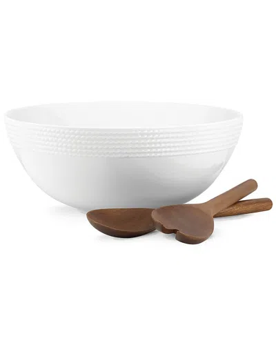 Kate Spade New York Wickford Salad Set With Wood Servers In White