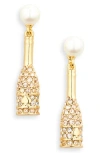Kate Spade New York Winter Carnival Champagne Drop Earrings In Gold/faux Pearl