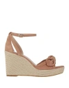 Kate Spade Tianna Suede Bow Wedge Espadrille Sandals In Beige