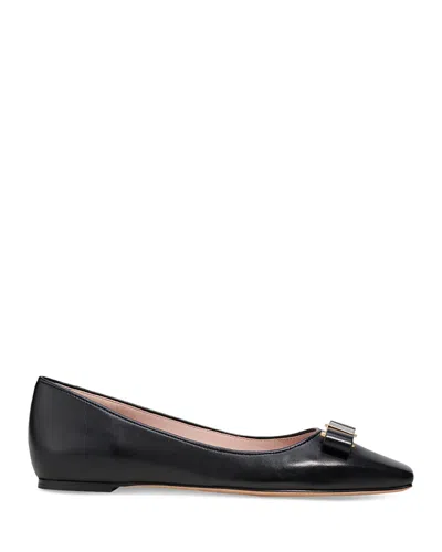 Kate Spade Bowdie Leather Ballerina Flats In Black