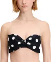 Kate Spade New York Womens Convertible Bow Bikini Top High Cut Bottoms In Black