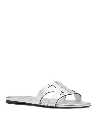 Kate Spade New York Duo Smooth Leather Slide Sandal In Silver
