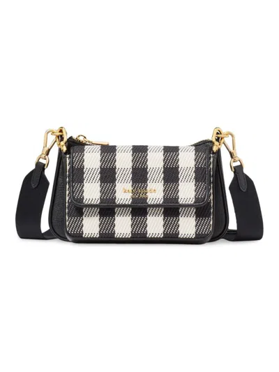 Kate Spade New York Women's Double Up Gingham Leather Crossbody Bag In Multi