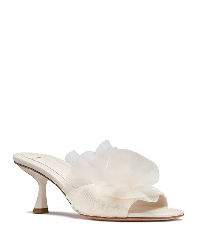 KATE SPADE KATE SPADE NEW YORK WOMEN'S FLOURISH RUFFLED FLOWER KITTEN HEEL SANDALS