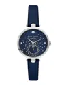 Kate Spade Women's Holland Navy Leather Watch 34mm In Blue