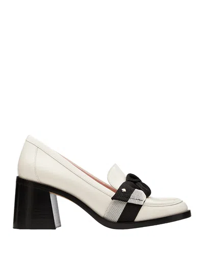 Kate Spade Leandra Block Heel Loafer In Cream/ Black Multi
