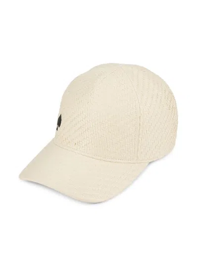Kate Spade New York Women's Logo Basketweave Straw Baseball Cap In White