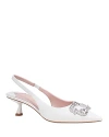 Kate Spade New York Renata Pointed Toe Kitten Heel Slingback Pump In True White