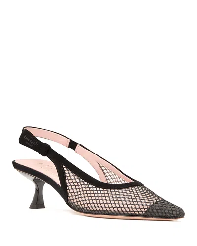 Kate Spade New York Riley Slingback Cap Toe Kitten Heel Pump In Black