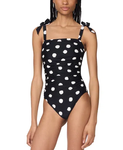 KATE SPADE WOMEN'S SHIRRED TIED ONE-PIECE SWIMSUIT