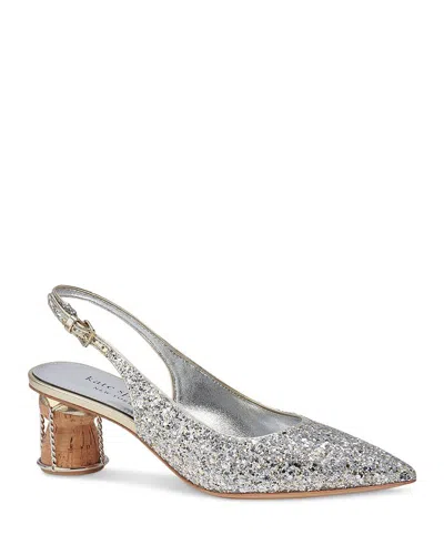 Kate Spade New York Women's Soiree Pointed Toe Slip On Slingback Pumps In Silver