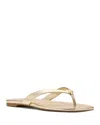Kate Spade New York Spade Flower Patent Leather Flip Flop In Pale Gold