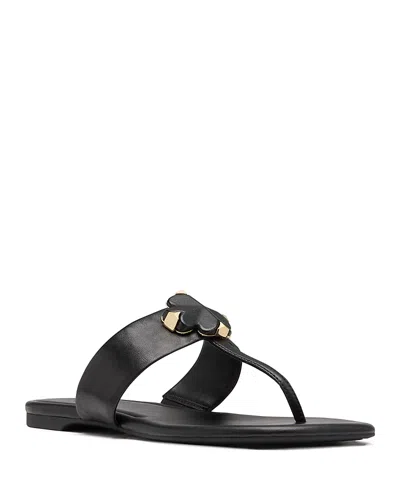 Kate Spade Flower Thong Sandals In Black
